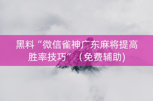 黑料“微信雀神广东麻将提高胜率技巧”（免费辅助)