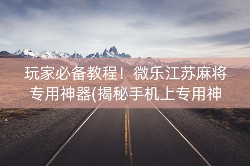 玩家必备教程！微乐江苏麻将专用神器(揭秘手机上专用神器下载)