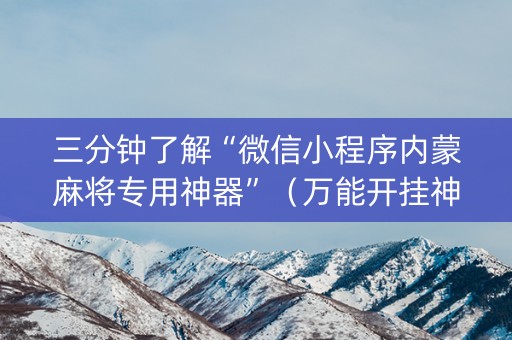 三分钟了解“微信小程序内蒙麻将专用神器”（万能开挂神器)