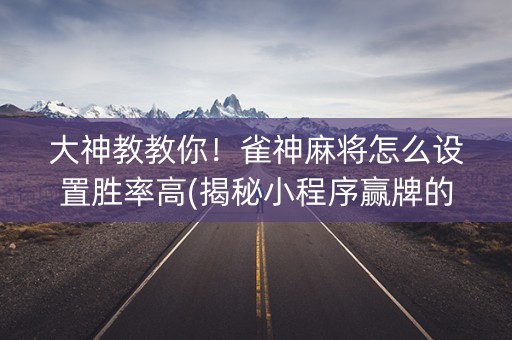 大神教教你！雀神麻将怎么设置胜率高(揭秘小程序赢牌的技巧)