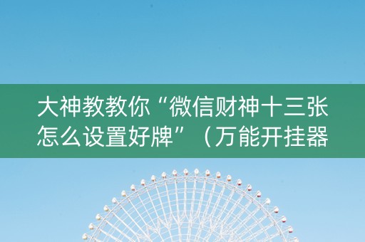 大神教教你“微信财神十三张怎么设置好牌”（万能开挂器)