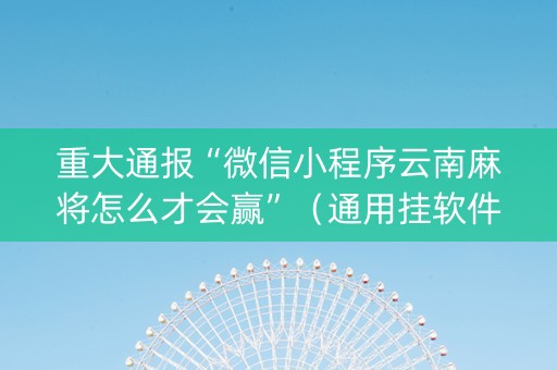 重大通报“微信小程序云南麻将怎么才会赢”（通用挂软件多少钱)