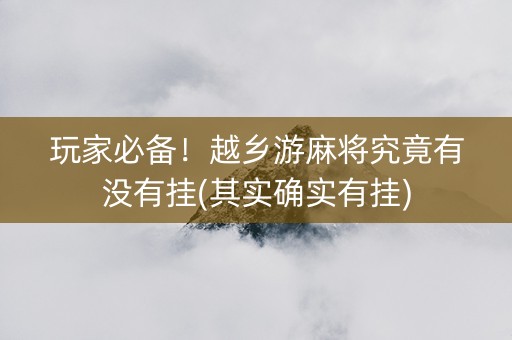 玩家必备！越乡游麻将究竟有没有挂(其实确实有挂)