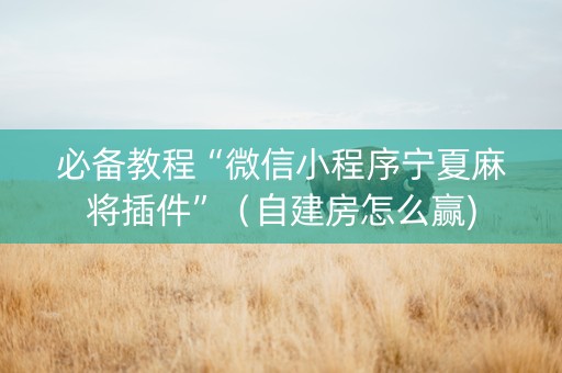 必备教程“微信小程序宁夏麻将插件”（自建房怎么赢)