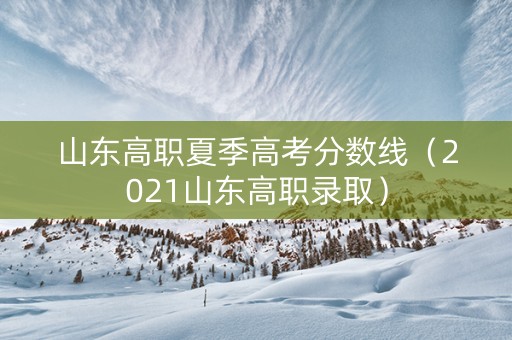 山东高职夏季高考分数线（2021山东高职录取）