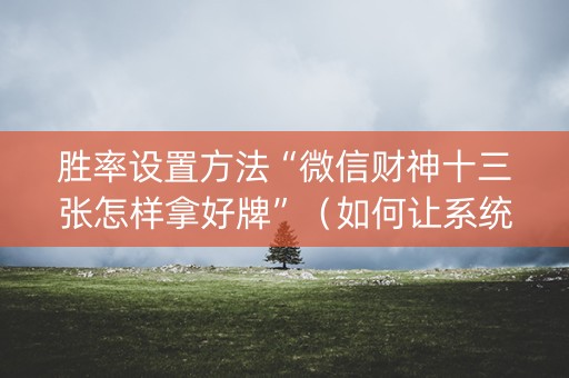 胜率设置方法“微信财神十三张怎样拿好牌”（如何让系统发好牌)