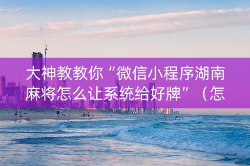 大神教教你“微信小程序湖南麻将怎么让系统给好牌”（怎么增加胜率)