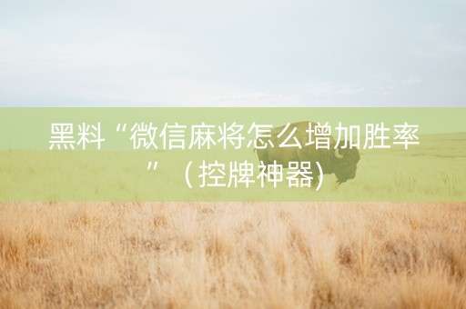 黑料“微信麻将怎么增加胜率”（控牌神器)