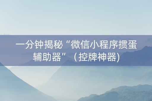 一分钟揭秘“微信小程序掼蛋辅助器”（控牌神器)