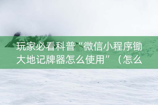玩家必看科普“微信小程序锄大地记牌器怎么使用”（怎么设置才能赢)
