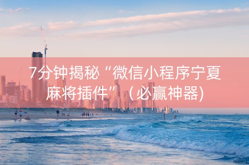 7分钟揭秘“微信小程序宁夏麻将插件”（必赢神器)