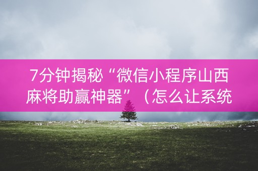 7分钟揭秘“微信小程序山西麻将助赢神器”（怎么让系统给自己好牌)