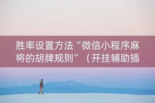 胜率设置方法“微信小程序麻将的胡牌规则”（开挂辅助插件)