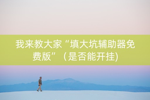 我来教大家“填大坑辅助器免费版”（是否能开挂)