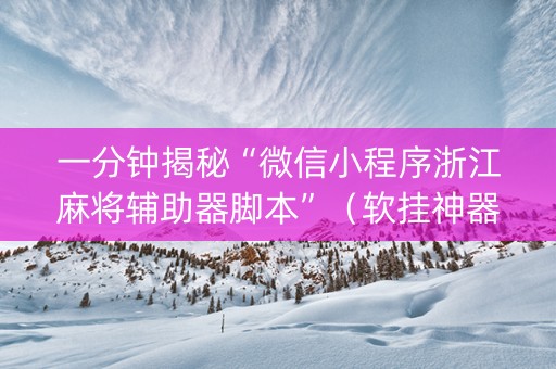 一分钟揭秘“微信小程序浙江麻将辅助器脚本”（软挂神器)
