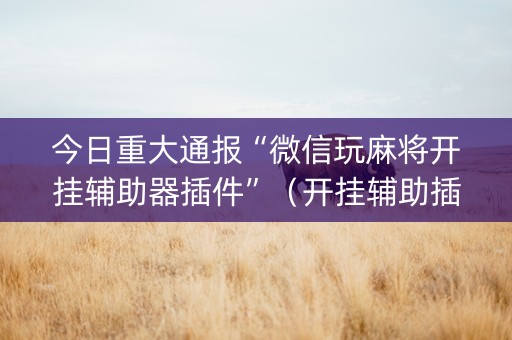 今日重大通报“微信玩麻将开挂辅助器插件”（开挂辅助插件)