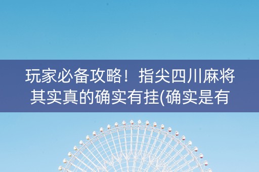 玩家必备攻略！指尖四川麻将其实真的确实有挂(确实是有挂的)