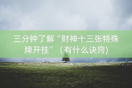 三分钟了解“财神十三张特殊牌开挂”（有什么诀窍)