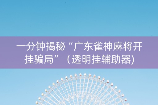 一分钟揭秘“广东雀神麻将开挂骗局”（透明挂辅助器)