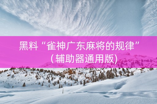 黑料“雀神广东麻将的规律”（辅助器通用版)