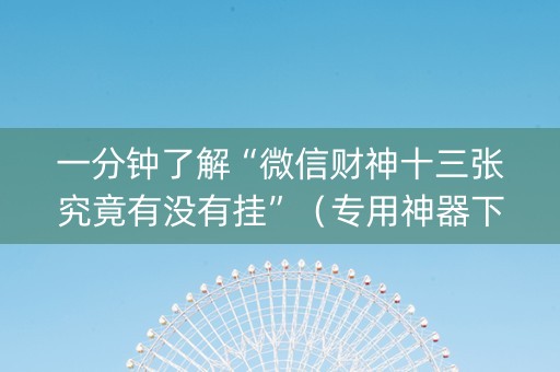 一分钟了解“微信财神十三张究竟有没有挂”（专用神器下载)