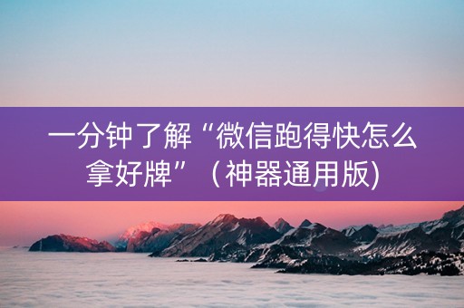 一分钟了解“微信跑得快怎么拿好牌”（神器通用版)