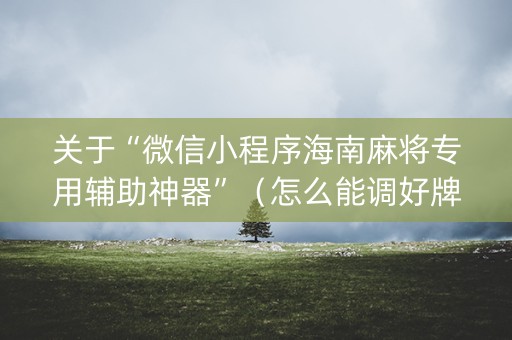 关于“微信小程序海南麻将专用辅助神器”（怎么能调好牌)