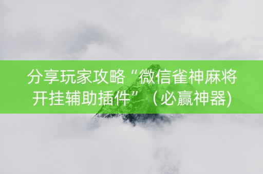 分享玩家攻略“微信雀神麻将开挂辅助插件”（必赢神器)