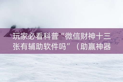 玩家必看科普“微信财神十三张有辅助软件吗”（助赢神器购买)