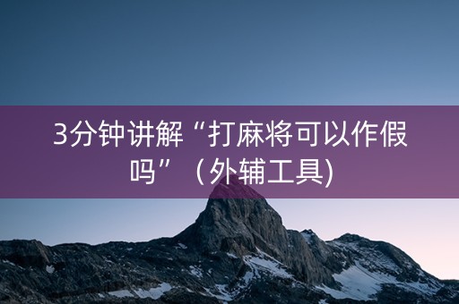 3分钟讲解“打麻将可以作假吗”（外辅工具)