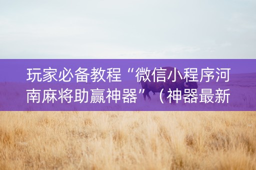 玩家必备教程“微信小程序河南麻将助赢神器”（神器最新免费)