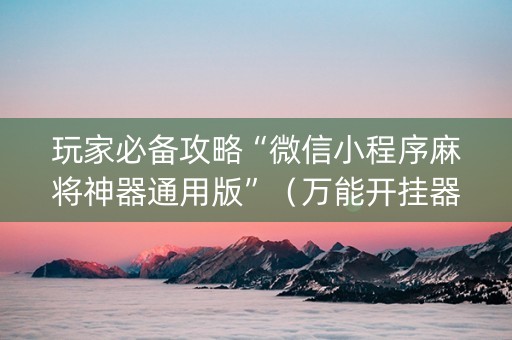 玩家必备攻略“微信小程序麻将神器通用版”（万能开挂器)