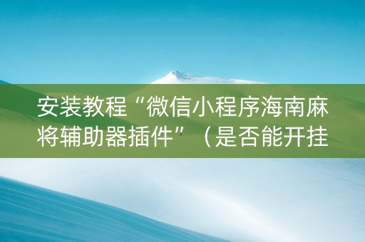 安装教程“微信小程序海南麻将辅助器插件”（是否能开挂)