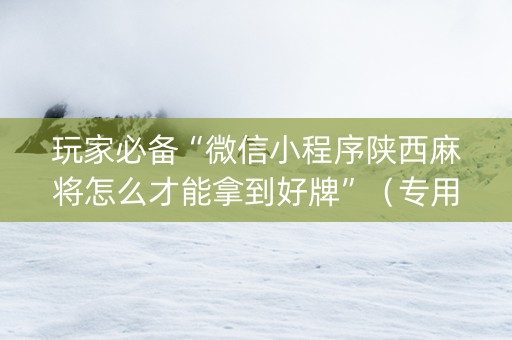 玩家必备“微信小程序陕西麻将怎么才能拿到好牌”（专用神器)