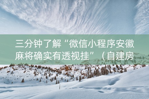 三分钟了解“微信小程序安徽麻将确实有透视挂”（自建房胜负规律)