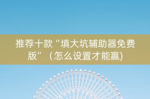 推荐十款“填大坑辅助器免费版”（怎么设置才能赢)