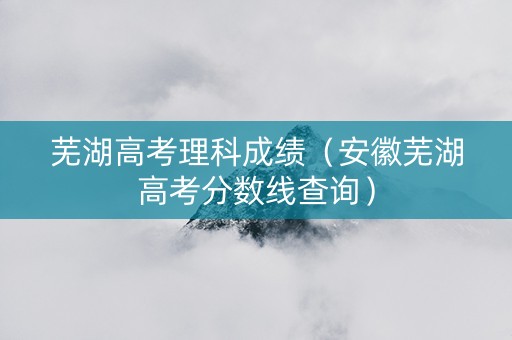 芜湖高考理科成绩（安徽芜湖高考分数线查询）