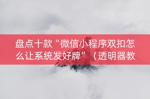 盘点十款“微信小程序双扣怎么让系统发好牌”（透明器教程)