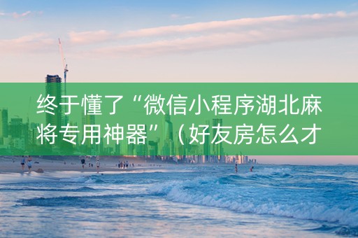终于懂了“微信小程序湖北麻将专用神器”（好友房怎么才能赢)