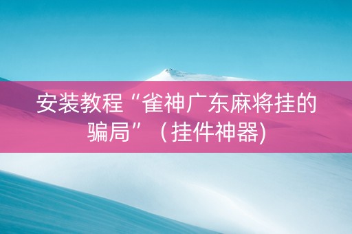 安装教程“雀神广东麻将挂的骗局”（挂件神器)