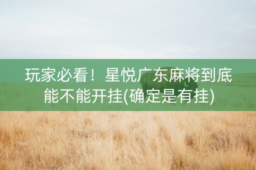 玩家必看！星悦广东麻将到底能不能开挂(确定是有挂)