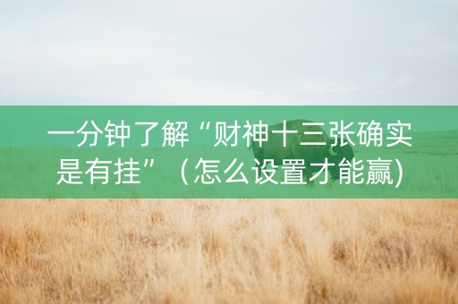 一分钟了解“财神十三张确实是有挂”（怎么设置才能赢)