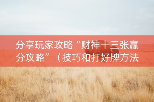 分享玩家攻略“财神十三张赢分攻略”（技巧和打好牌方法)