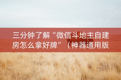 三分钟了解“微信斗地主自建房怎么拿好牌”（神器通用版)