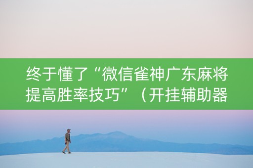 终于懂了“微信雀神广东麻将提高胜率技巧”（开挂辅助器脚本)