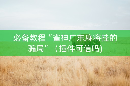 必备教程“雀神广东麻将挂的骗局”（插件可信吗)