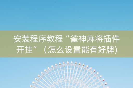 安装程序教程“雀神麻将插件开挂”（怎么设置能有好牌)