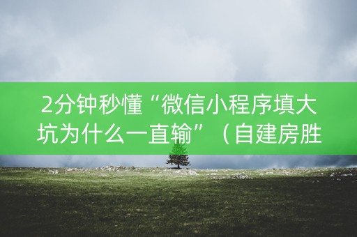 2分钟秒懂“微信小程序填大坑为什么一直输”（自建房胜负规律)