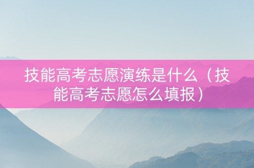 技能高考志愿演练是什么（技能高考志愿怎么填报）