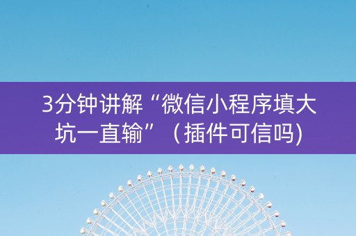3分钟讲解“微信小程序填大坑一直输”（插件可信吗)